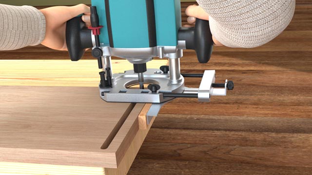 ハンドルーターで10㎜の溝を入れる