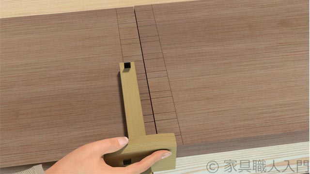 組手双方の表面に毛引き