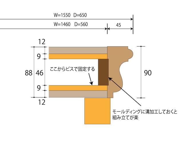 モールディング断面詳細