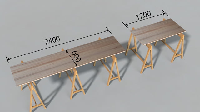 ランバーコア合板を600×2400㎜と600×1200㎜でカットした