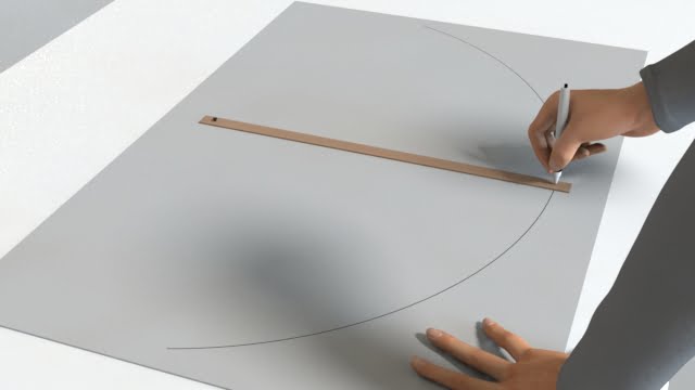 ベニヤを使って、半径を書く